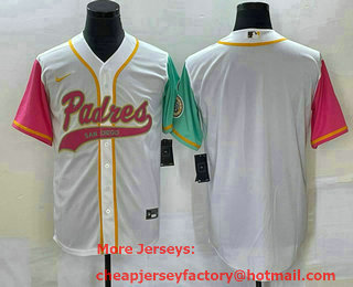 Men's San Diego Padres Blank White NEW 2023 City Connect Cool Base Stitched Jersey 02