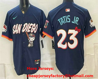 Men's San Diego Padres X Hello Kitty #23 Fernando Tatis Jr Navy 2026 City Connect Stadium Jersey