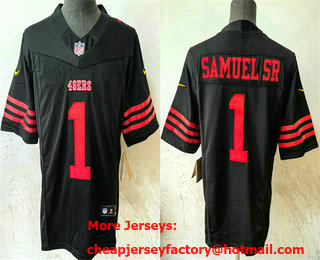 Men's San Francisco 49ers #1 Deebo Samuel Sr Black 2024 FUSE Vapor Limited Stitched Jersey