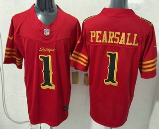 Men's San Francisco 49ers #1 Ricky Pearsall Limited Red Rivalries FUSE Vapor Jersey
