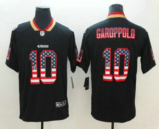 Men's San Francisco 49ers #10 Jimmy Garoppolo 2018 USA Flag Fashion Black Color Rush Stitched Nike Limited Jersey