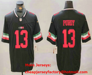 Men's San Francisco 49ers #13 Brock Purdy Black FUSE Mexico Vapor Limited Stitched Jersey