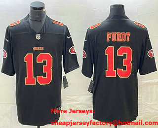 Men's San Francisco 49ers #13 Brock Purdy Black Red Fashion Vapor Limited Stitched Jersey