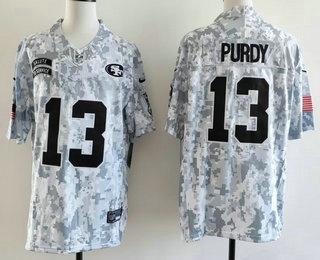 Men's San Francisco 49ers #13 Brock Purdy Limited Arctic Camo 2024 Salute to Service Jersey