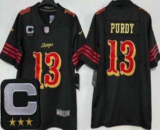 Men's San Francisco 49ers #13 Brock Purdy Limited Black Rivalries Captain Patch Vapor Jersey