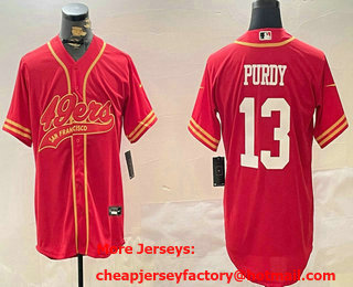 Men's San Francisco 49ers #13 Brock Purdy Red 2024 Cool Base Stitched Baseball Jersey