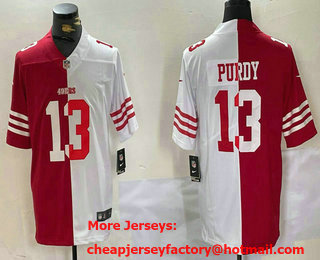 Men's San Francisco 49ers #13 Brock Purdy Red White Split Vapor Limited Stitched Jersey