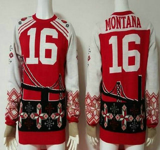 Men's San Francisco 49ers #16 Joe Montana Retired Player Multicolor NFL Sweater