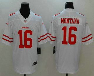 Men's San Francisco 49ers #16 Joe Montana White 2017 Vapor Untouchable Stitched NFL Nike Limited Jersey