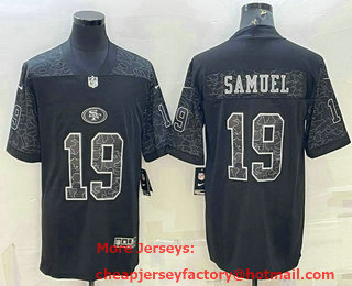 Men's San Francisco 49ers #19 Deebo Samuel Black Reflective Limited Stitched Football Jersey