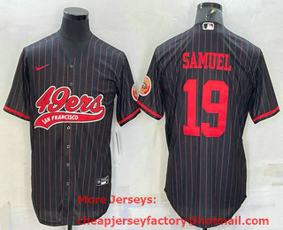 Men's San Francisco 49ers #19 Deebo Samuel Black With Patch Cool Base Stitched Baseball Jersey