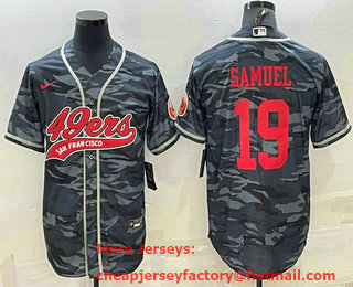 Men's San Francisco 49ers #19 Deebo Samuel Grey Camo With Patch Cool Base Stitched Baseball Jersey