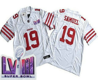 Men's San Francisco 49ers #19 Deebo Samuel Limited White FUSE LVIII Super Bowl Vapor Jersey
