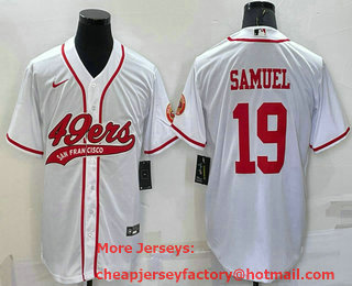Men's San Francisco 49ers #19 Deebo Samuel White Stitched Cool Base Nike Baseball Jersey