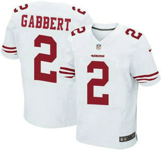 Men's San Francisco 49ers #2 Blaine Gabbert White Road NFL Nike Elite Jersey