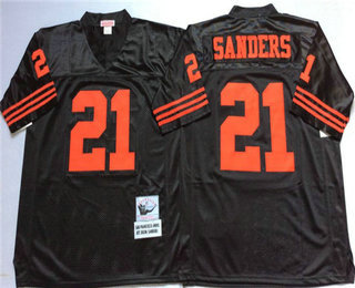 Men's San Francisco 49ers #21 Deion Sanders Black Mitchell & Ness Throwback Vintage Football Jersey