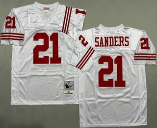 Men's San Francisco 49ers #21 Deion Sanders White 1994 Throwback Jersey