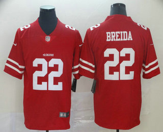 Men's San Francisco 49ers #22 Matt Breida Red 2017 Vapor Untouchable Stitched NFL Nike Limited Jersey