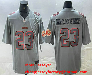Men's San Francisco 49ers #23 Christian McCaffrey Grey Atmosphere Fashion Limited Stitched Jersey