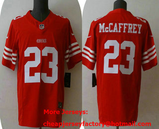 Men's San Francisco 49ers #23 Christian McCaffrey Red 2023 FUSE Vapor Limited Stitched Jersey