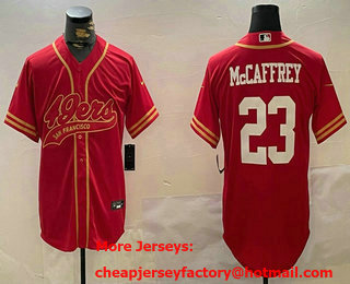 Men's San Francisco 49ers #23 Christian McCaffrey Red 2024 Cool Base Stitched Baseball Jersey