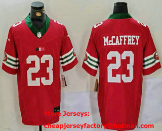 Men's San Francisco 49ers #23 Christian McCaffrey Red Mexico FUSE Vapor Limited Stitched Jersey
