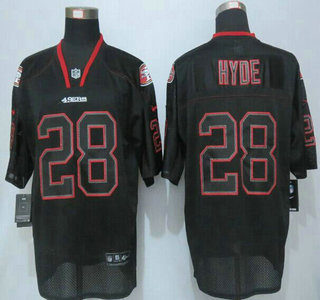 Men's San Francisco 49ers #28 Carlos Hyde Lights Out Black NFL Nike Elite Jersey