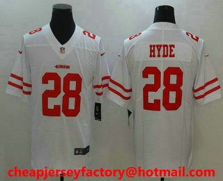 Men's San Francisco 49ers #28 Carlos Hyde White 2017 Vapor Untouchable Stitched NFL Nike Limited Jersey