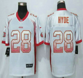 Men's San Francisco 49ers #28 Carlos Hyde White Drift Fashion NFL Nike Elite Jersey