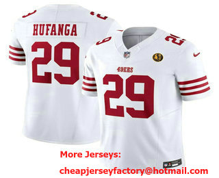 Men's San Francisco 49ers #29 Talanoa Hufanga White John Madden Patch 2023 FUSE Vapor Limited Stitched Jersey