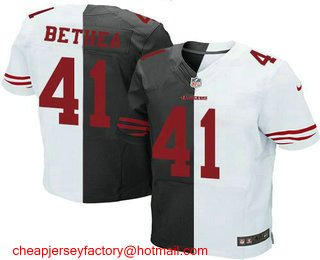 Men's San Francisco 49ers #41 Antoine Bethea White Road Black Alternate Two Tone Stitched NFL Nike Elite Jersey