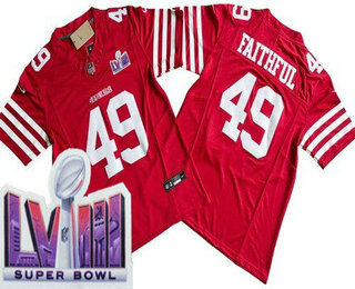 Men's San Francisco 49ers #49 Faithful Limited Red FUSE LVIII Super Bowl Vapor Jersey
