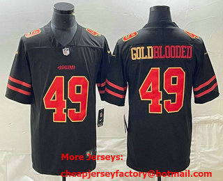 Men's San Francisco 49ers #49 Gold Blooded Black 2022 Vapor Stitched Nike Limited Jersey