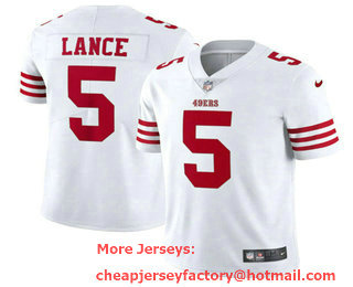 Men's San Francisco 49ers #5 Trey Lance 2022 New White Vapor Untouchable Stitched Jersey