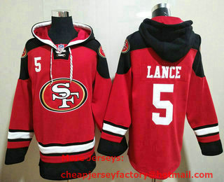 Men's San Francisco 49ers #5 Trey Lance Red Team Color 2014 NFL Hoodie