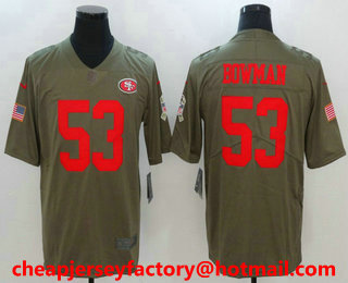 Men's San Francisco 49ers #53 NaVorro Bowman Olive 2017 Salute To Service Stitched NFL Nike Limited Jersey