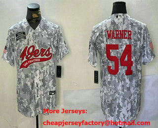 Men's San Francisco 49ers #54 Fred Warner Arctic Camo 2024 Salute to Service Stitched Baseball Jersey