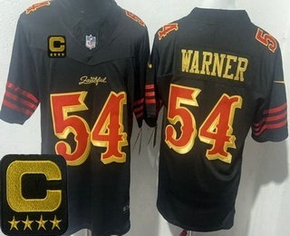 Men's San Francisco 49ers #54 Fred Warner Limited Black Rivalries Captain Patch FUSE Vapor Jersey