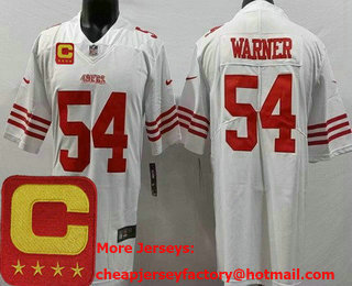 Men's San Francisco 49ers #54 Fred Warner Limited White C Patch Vapor Jersey