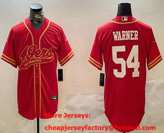 Men's San Francisco 49ers #54 Fred Warner Red 2024 Cool Base Stitched Baseball Jersey