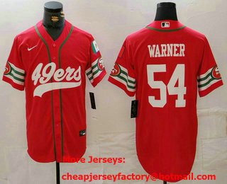 Men's San Francisco 49ers #54 Fred Warner Red Mexico Cool Base Stitched Baseball Jersey