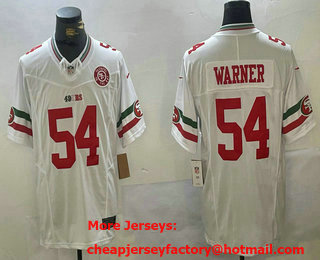 Men's San Francisco 49ers #54 Fred Warner White FUSE Mexico Gate Bridge Patch Vapor Limited Stitched Jersey