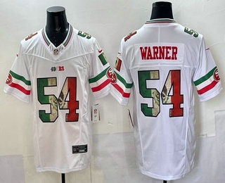 Men's San Francisco 49ers #54 Fred Warner White FUSE Mexico Vapor Limited Stitched Jersey