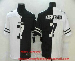 Men's San Francisco 49ers #7 Colin Kaepernick White Black Peaceful Coexisting 2020 Vapor Untouchable Stitched NFL Nike Limited Jersey