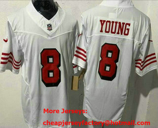 Men's San Francisco 49ers #8 Steve Young Limited White Throwback FUSE Jersey
