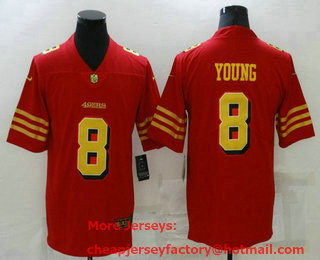 Men's San Francisco 49ers #8 Steve Young Red Gold 2021 Vapor Untouchable Stitched NFL Nike Limited Jersey