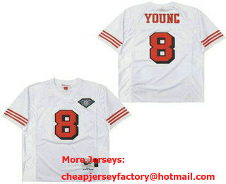 Men's San Francisco 49ers #8 Steve Young White 75th 1994 Throwback Jersey
