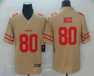 Men's San Francisco 49ers #80 Jerry Rice Gold 2019 Inverted Legend Stitched NFL Nike Limited Jersey