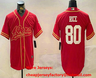 Men's San Francisco 49ers #80 Jerry Rice Red 2024 Cool Base Stitched Baseball Jersey