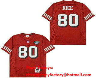 Men's San Francisco 49ers #80 Jerry Rice Red 75th 1994 Throwback Jersey
